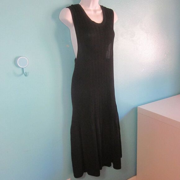 Textile Elizabeth & James Womens XXL Black Knit Ribbed MIDI Length Dress Fitted - Picture 1 of 11